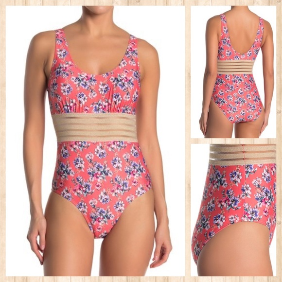 Nicole Miller Swimsuit L XL 12 14 16 18 Pink Blue - Picture 6 of 6
